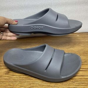 Oofos Ooahh Women's Gray Slip On Comfort Recovery Slide Sandals Size 9M Cushion